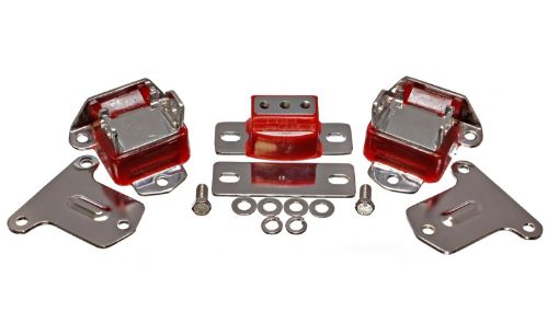 Bild von Energy Suspension 69 - 71 Camaro 70 - 73 Monte Carlo Red Motor and Transmision Mounts Chrome Finish