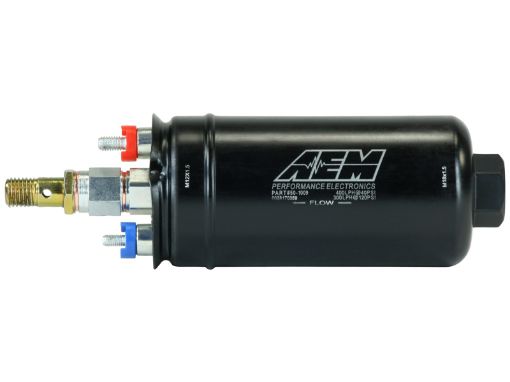 Bild von AEM 400LPH High Pressure Inline Fuel Pump - M18x1.5 Female Inlet to M12x1.5 Male Outlet