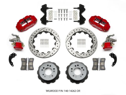 Bild von Wilwood Narrow Superlite 4R MC4 Rear Kit 12.88 Drilled Red Currie Pro - Tour Unit Bearing Floater