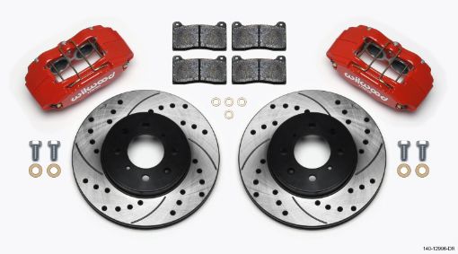 Bild von Wilwood DPHA Front Caliper Rotor Kit Drill Red Honda Acura w 262mm OE Rotor