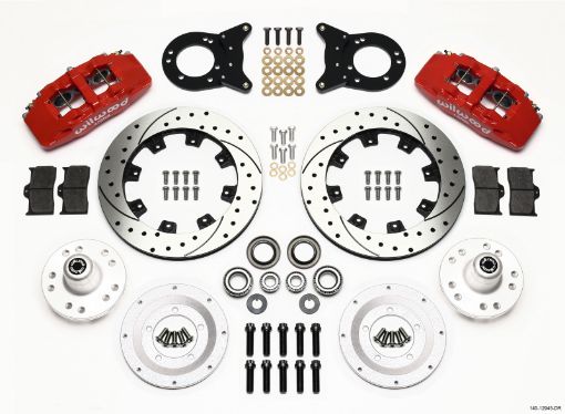 Bild von Wilwood Dynapro 6 Front Hub Kit 12.19in Drill Red 1970 - 1973 Mustang Disc Drum Spindle