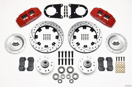 Bild von Wilwood Dynapro 6 Front Hub Kit 12.19in Drilled Red 37 - 48 Ford Psgr. Car Spindle