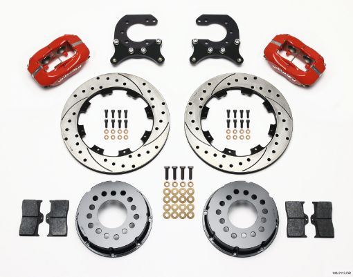 Bild von Wilwood Forged Dynalite PS Rear Kit Drilled Red Chev 12 Bolt w C - Clips