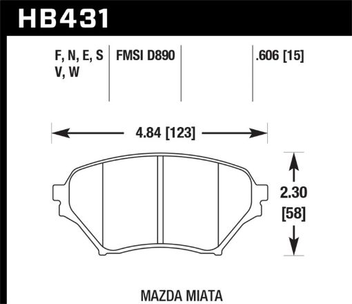 Bild von Hawk 01 - 05 Mazda Miata DTC - 50 Front Brake Pads