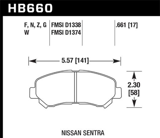 Bild von Hawk 09 - 10 Nissan Maxima 08 - 10 Rogue 07 - 09 Sentra SE - R 10 Sentra SE - R MT HP Autocross Fron