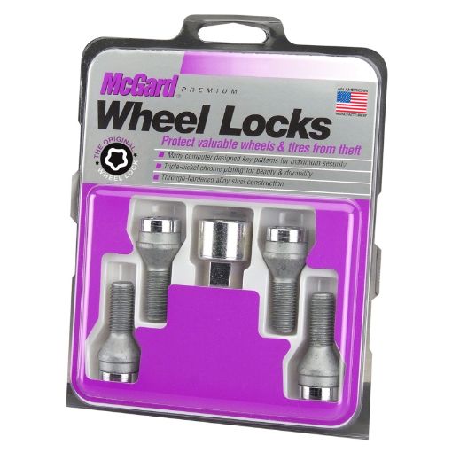 Bild von McGard Wheel Lock Bolt Set - 4pk. (Cone Seat) M12X1.25 19mm Hex 25.6mm Shank Length - Chrome