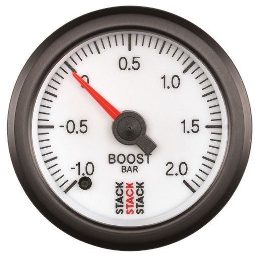 Bild von Autometer Stack 52mm - 1 to 2 Bar (Incl T - Fitting) Pro Stepper Motor Boost Pressure Gauge - White